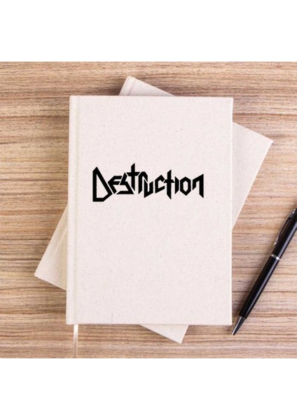Destruction Text Çizgisiz Kanvas Defter Çizgisiz