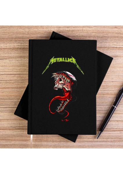 Metallica Venom Siyah Çizgisiz Kanvas Defter Çizgisiz
