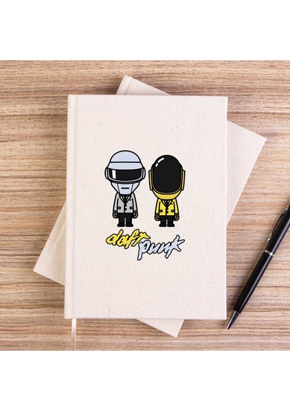 Daft Punk Cartoon Çizgisiz Kanvas Defter Çizgisiz