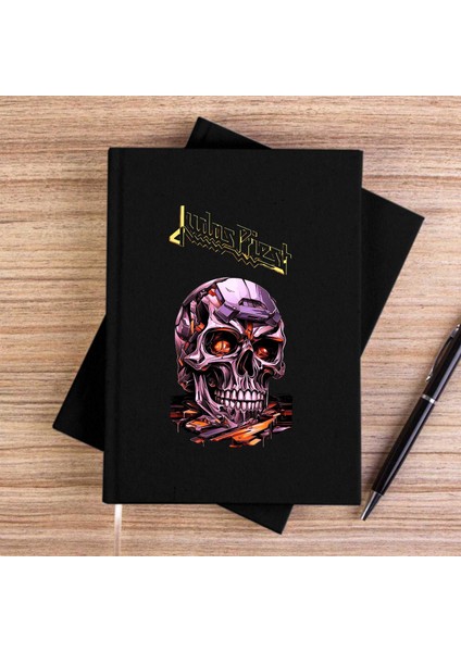 Judas Priest Modern Skeleton Siyah Çizgisiz Kanvas Defter Çizgisiz
