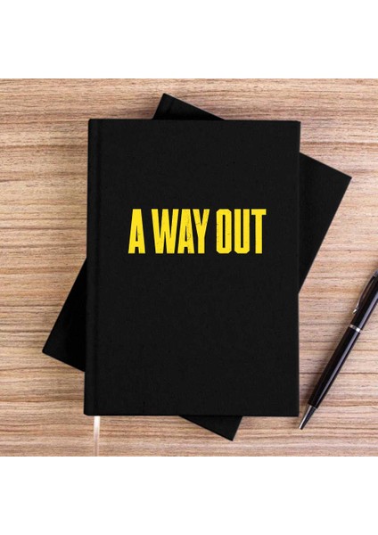A Way Out Text Siyah Çizgisiz Kanvas Defter Çizgisiz