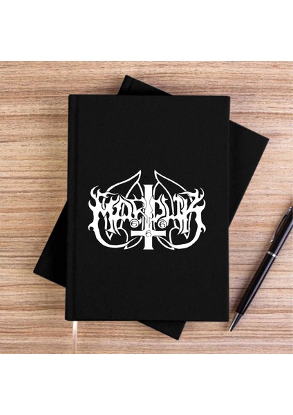Marduk Logo 2 Siyah Kanvas Defter Çizgisiz