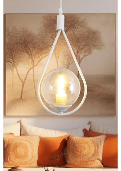 Damla Tekli Beyaz Sarkıt Avize Bal Camlı Yatak Odası Salon Mutfak Hol Avize