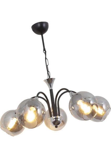 Girne 5 Li Siyah Avize-Füme Camlı Dekoratif Tasarım Yatak Odası Mutfak Salon Avize fiyatları