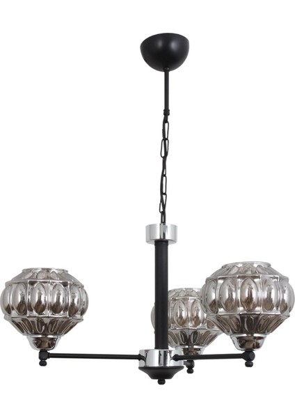 Müge 3 Lü Siyah Krom Avize 2063 Füme Camlı Dekoratif Tasarım Yatak Odası Mutfak Salon Avize fiyatları