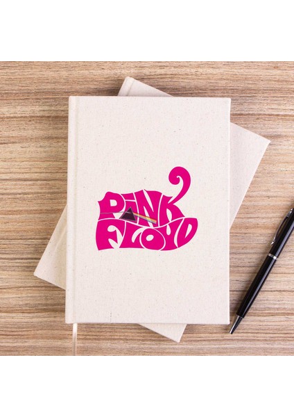 Pink Floyd Black Text Çizgisiz Kanvas Defter Çizgisiz
