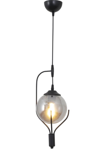 Pesto Tekli Siyah Avize-Füme Camlı Dekoratif Tasarım Yatak Odası Mutfak Salon Avize modelleri