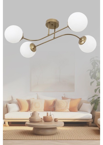 Capri 4 Lü Eskitme Avize Beyaz Camlı Dekoratif Tasarım Yatak Odası Mutfak Salon Avize fiyatları