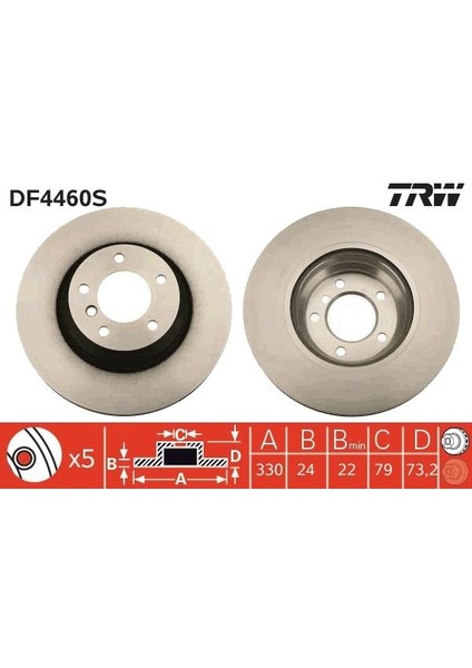 DF4460S - Fren Diski Ön Hava Kanallı - Trw