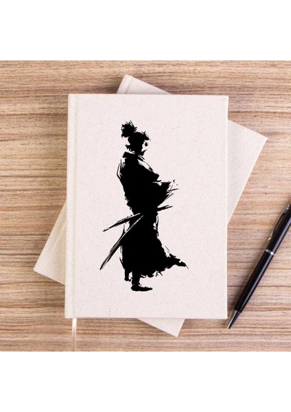 Samurai Musashi Portre Çizgisiz Kanvas Defter Çizgisiz