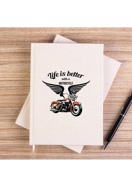 Vintage Harley Chopper Çizgisiz Kanvas Defter Çizgisiz