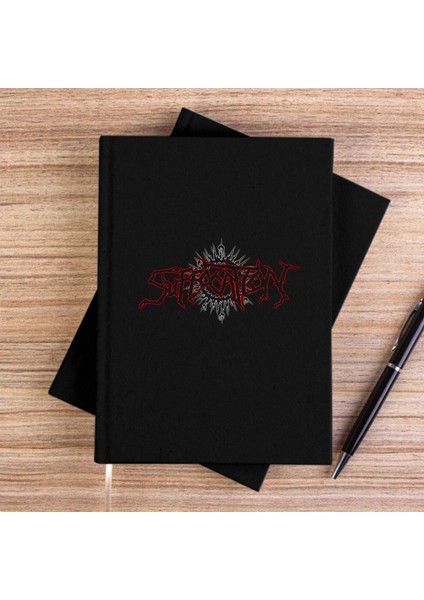 Suffocation Yazılı Logo Siyah Çizgisiz Kanvas Defter Çizgisiz