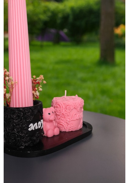 Güllü Set Mum (Pembe) fiyatları