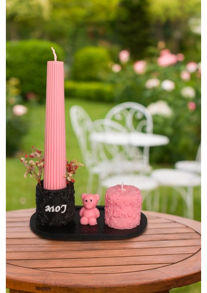 Güllü Set Mum (Pembe) modelleri