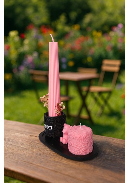 Güllü Set Mum (Pembe) fırsatları