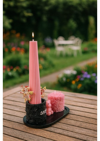 Güllü Set Mum (Pembe) indirimleri