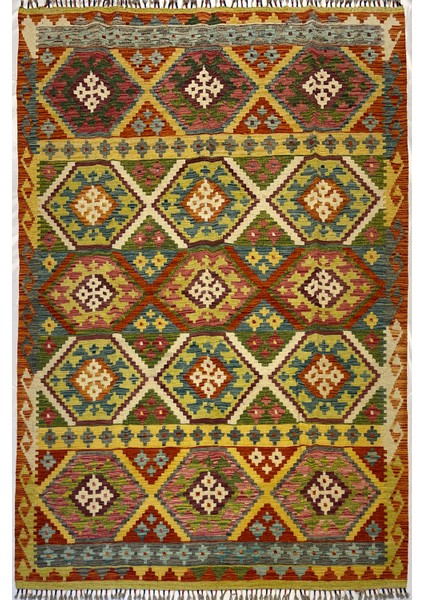 El Dokuma Afgan Kilim Yün Kök Boya