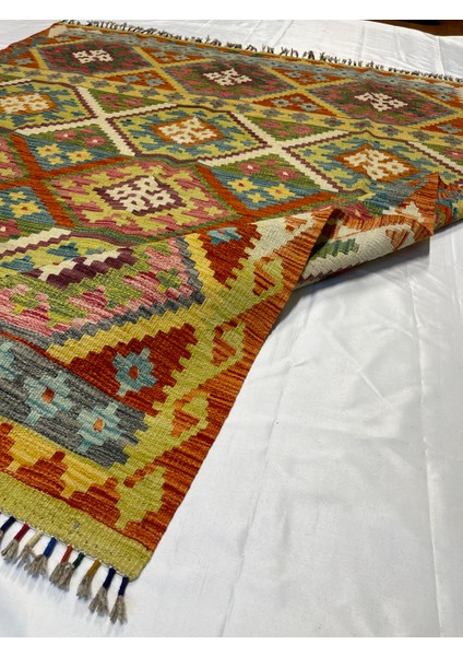 El Dokuma Afgan Kilim Yün Kök Boya