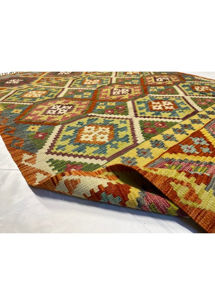 El Dokuma Afgan Kilim Yün Kök Boya