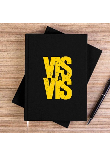 Vis A Vis Logo Siyah Çizgisiz Kanvas Defter Çizgisiz