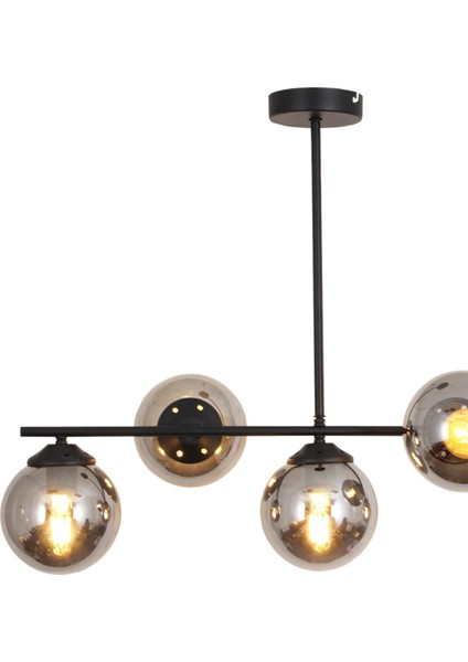 Moden 5 Li Siyah Avize-Füme Camlı Dekoratif Tasarım Yatak Odası Mutfak Salon Avize modelleri