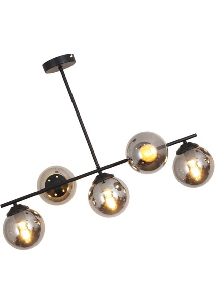 Moden 5 Li Siyah Avize-Füme Camlı Dekoratif Tasarım Yatak Odası Mutfak Salon Avize fırsatları