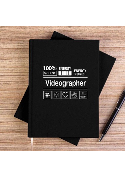 Videographer Siyah Çizgisiz Kanvas Defter Çizgisiz