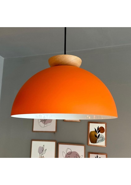 Yimpi Mat Turuncu Avize Ahşap Tekli Sarkıt Salon Kuaför Cafe Dekoratif Aydınlatma Pastane fırsatları