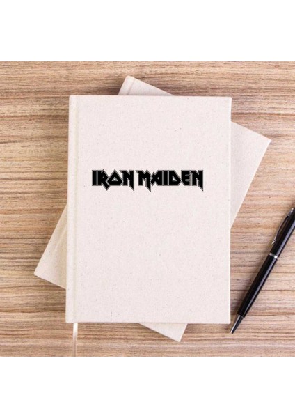 Iron Maiden Black Text Çizgisiz Kanvas Defter Çizgisiz