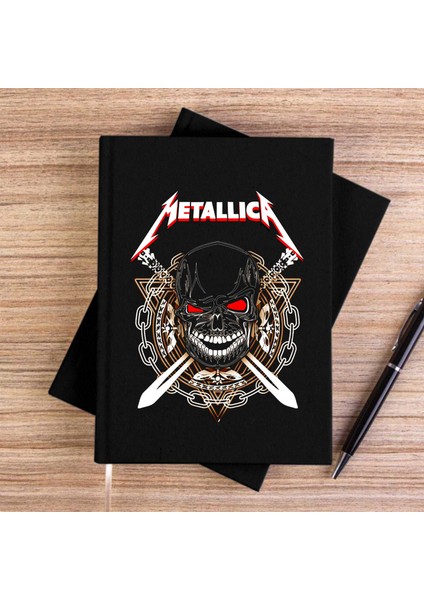 Metallica Warrior Siyah Çizgisiz Kanvas Defter Çizgisiz