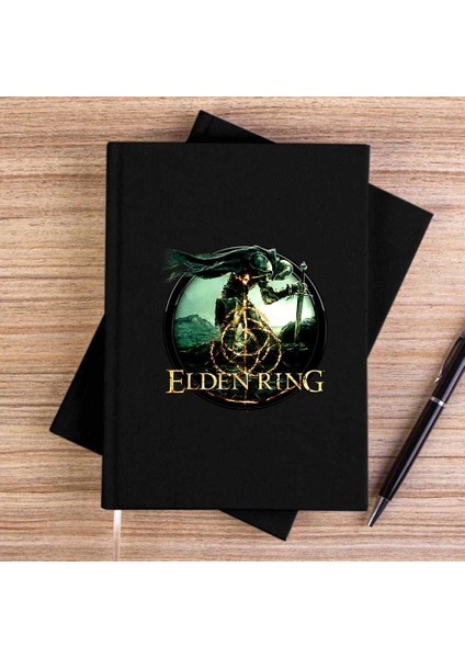 Elden Ring Text Icon Siyah Çizgisiz Kanvas Defter Çizgisiz