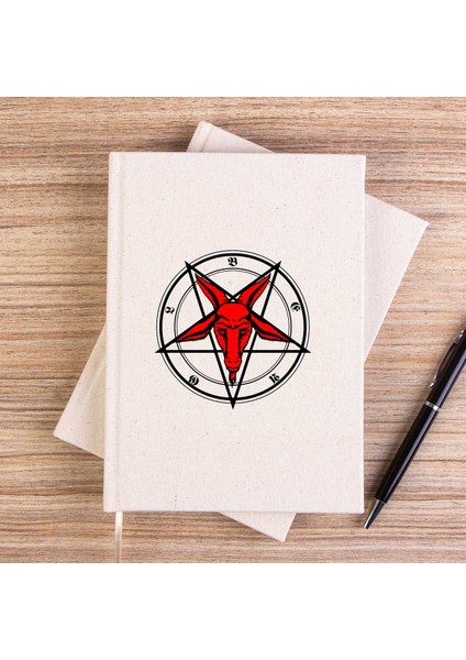 Pentagram Goat Head Çizgisiz Kanvas Defter Çizgisiz