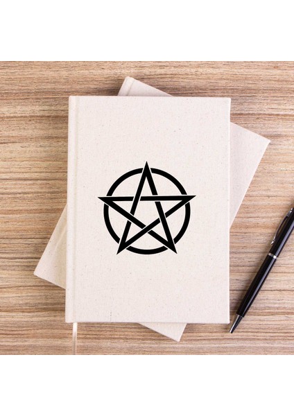 Pentagram Black Star Çizgisiz Kanvas Defter Çizgisiz