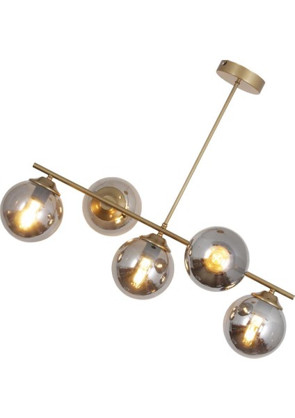 Modeni 5 Li Eskitme Avize Füme Cam Dekoratif Tasarım Yatak Odası Mutfak Salon Avize modelleri