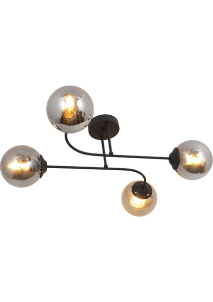 Capri 4 Lü Siyah Avize Füme Camlı Dekoratif Tasarım Yatak Odası Mutfak Salon Avize fiyatları