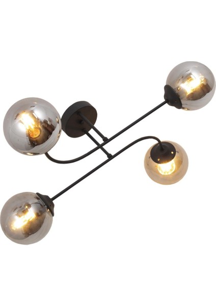 Capri 4 Lü Siyah Avize Füme Camlı Dekoratif Tasarım Yatak Odası Mutfak Salon Avize modelleri