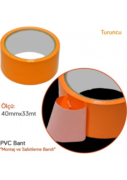 40 mm x 33 mt Üniversal Montaj Sabitleme Pvc Bant Turuncu fiyatları