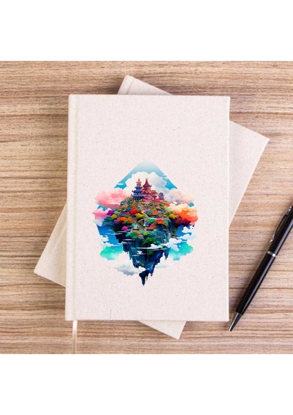 The Island On The Cloud Çizgisiz Kanvas Defter Çizgisiz