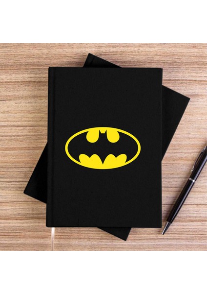 Batmn Logo Siyah Kanvas Defter Çizgisiz