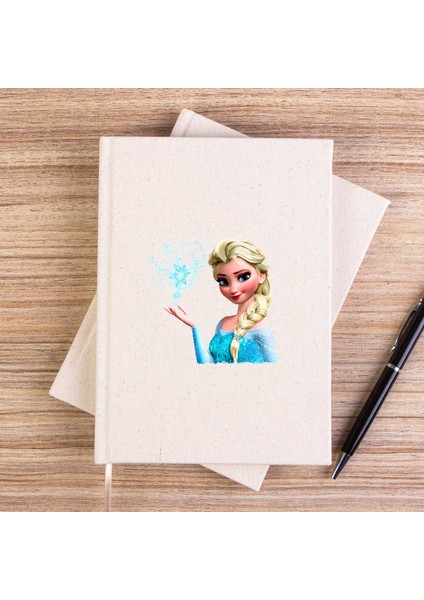 Karlar Ülkesi Elsa Face Çizgisiz Kanvas Defter Çizgisiz