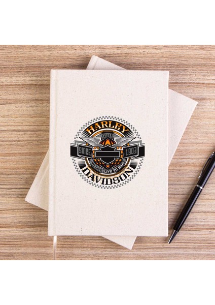 Harley Chopper Motorclothes Çizgisiz Kanvas Defter Çizgisiz
