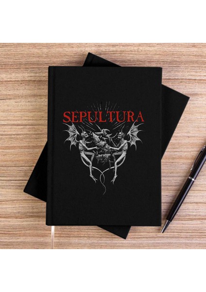 Sepultura Angel Siyah Çizgisiz Kanvas Defter Çizgisiz