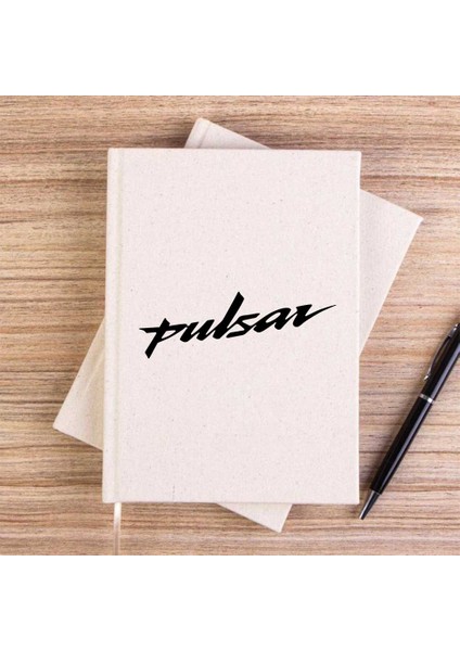 Pulsar Logo Black Krem Çizgisiz Kanvas Defter Çizgisiz