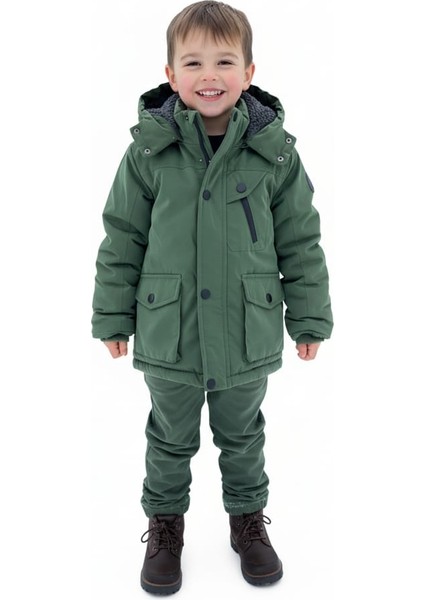 Erkek Çocuk Iç Kısmı Yünlü Kapüşonlu Mont