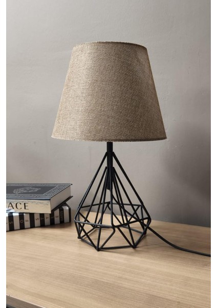 Piramit Siyah Ayaklı Abajur Masa Lambası Açık Kahve Şapka Salon Yatak Odası Abajur fiyatları