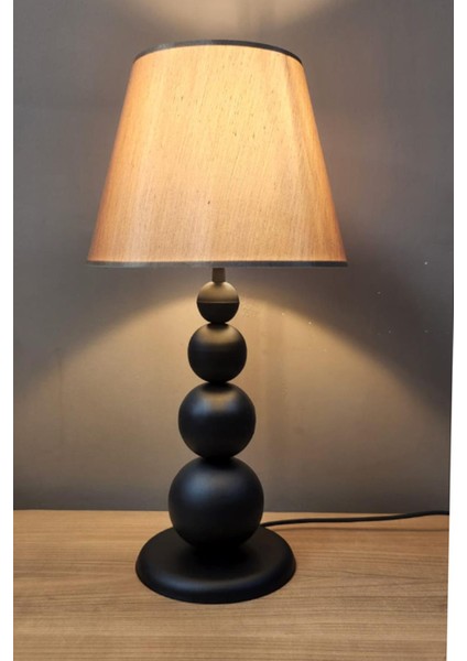 Misu Siyah Ayaklı Abajur Masa Lambası Parlak Kahve Şapka Salon Yatak Odası Abajur