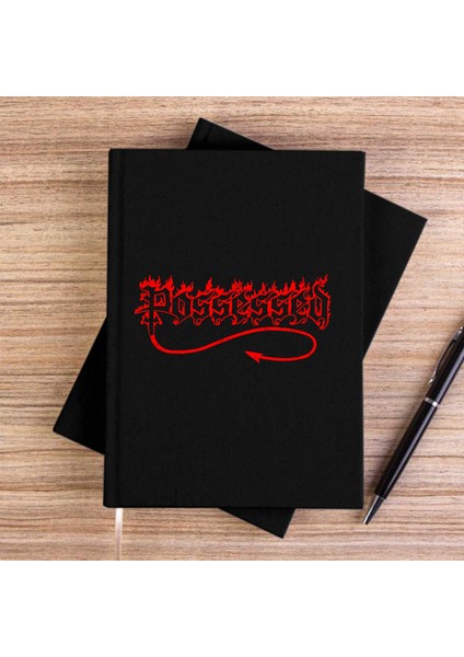 Possessed Red Logo Siyah Çizgisiz Kanvas Defter Çizgisiz