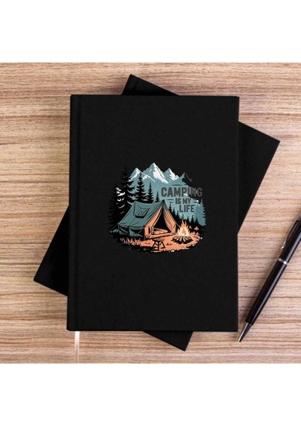 Camp Is My Life Siyah Çizgisiz Kanvas Defter Çizgisiz
