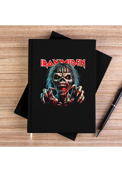 Iron Maiden Zombie Siyah Çizgisiz Kanvas Defter Çizgisiz