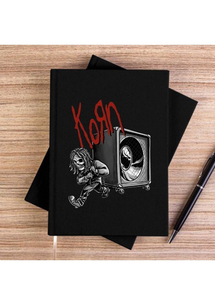 Korn Skeleton Pulling Haporlor Siyah Çizgisiz Kanvas Defter Çizgisiz
